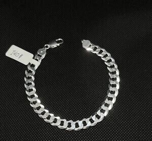 Esclava De Plata 925 Italiana Con Tejido Cubano 9 Inch